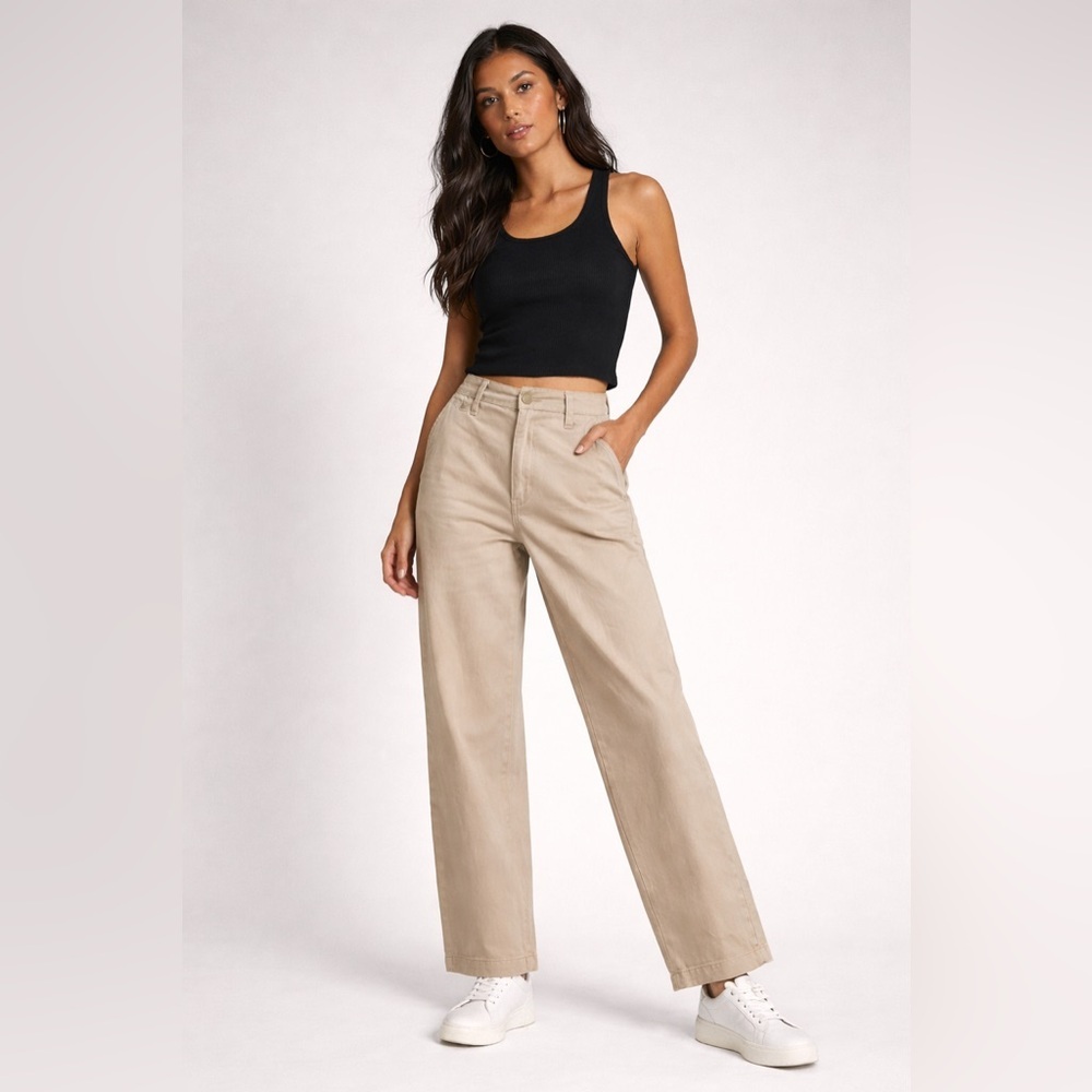 GAP Loose Khaki Pants Moonstone Tan Wide Leg Regenerative Cotton Minimalist 2
